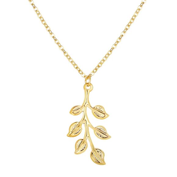Leaf Necklace Nature Inspired Pendant Dainty Boho Jewelry Minimalist Gift Gold - Picture 3 of 3